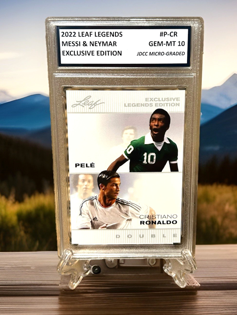 PELE & CRISTIANO RONALDO 2022 LEAF Exclusive LEGENDS GRADED GEM-MT 10 #P-CR view 2