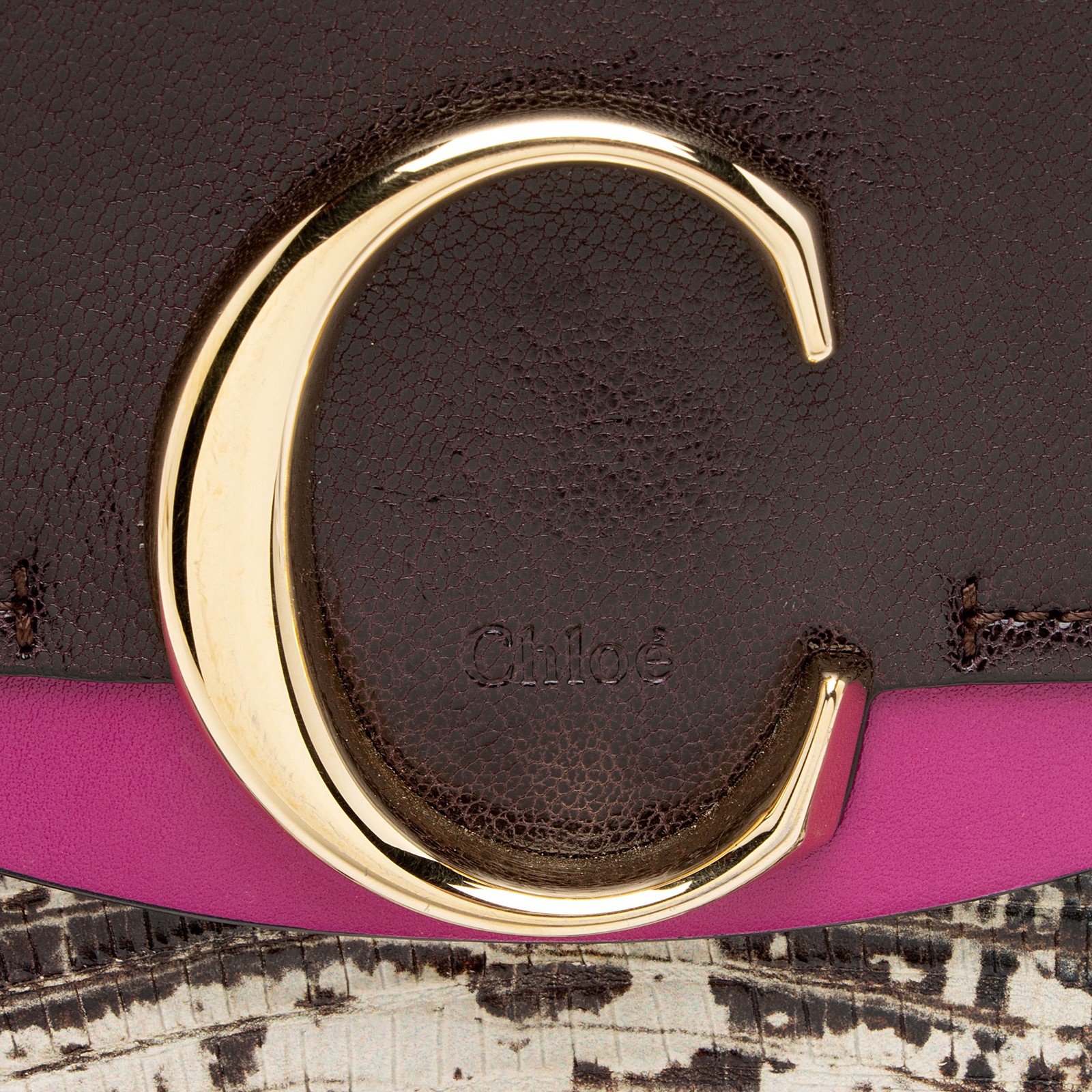 Chloe Shiny Calfskin Python Embossed Leather Mini… - image 10