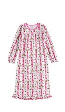New Hello Kitty Print Flannel Pink White Candy Cane PJ Sleep Dress Gown Size 6