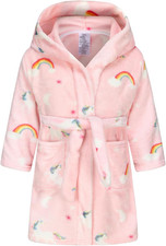 Boys Girls Robe Kids Flannel Hooded Bathrobe Sleepwear Pajamas Toddler Soft Plus