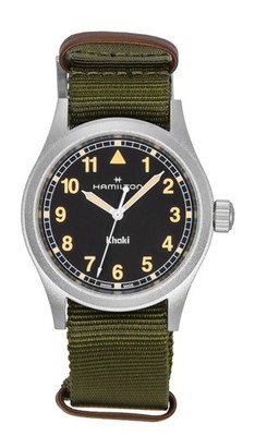Hamilton Khaki Field Textilarmband Schwarz Zifferblatt Quarz H69401930