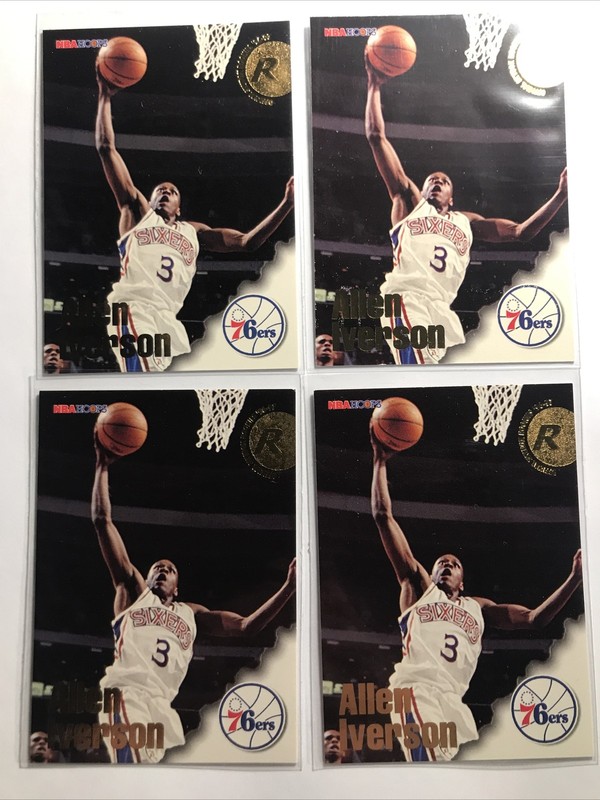 Allen Iverson (4) 1996-97 NBA Hoops #295 ROOKIE RC LOT NICE! 76ers SIXERS HOF