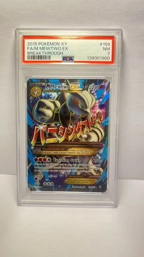 Pokémon M Mewtwo EX Full Art Ultra Rare Holo 159/162 Breakthrough 2015 PSA 7