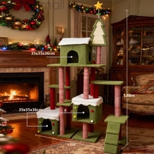 71 Inches Multi-Level Large Cat Tree for Large Kitties/Big Cat Tower Hammocks