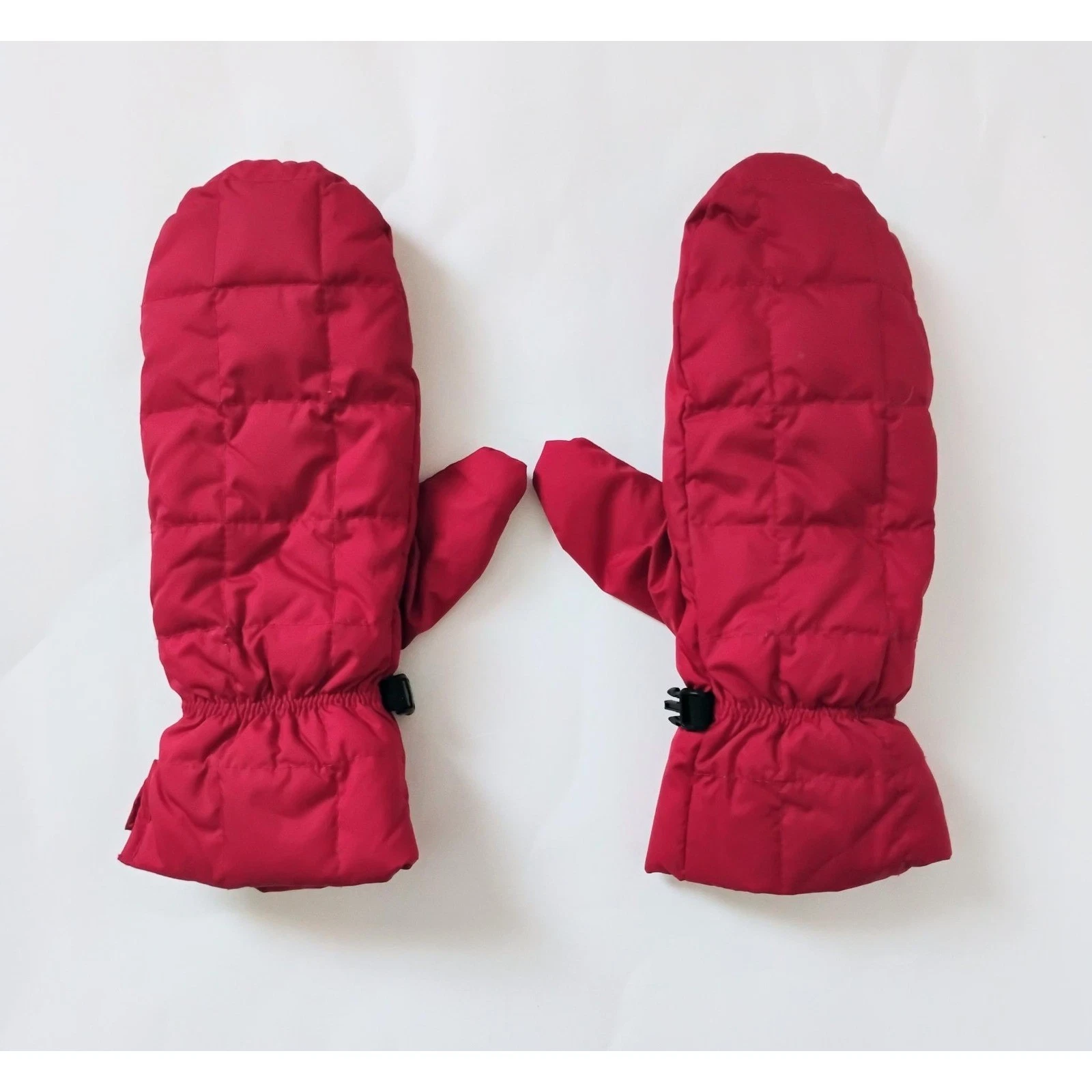 Eddie Bauer Goose Down Mittens S/M Red Insulated Quilted Winter Gloves Warm