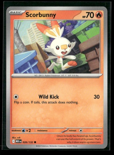 Scorbunny 026/132 Common Mega Evolution Pokemon Near Mint