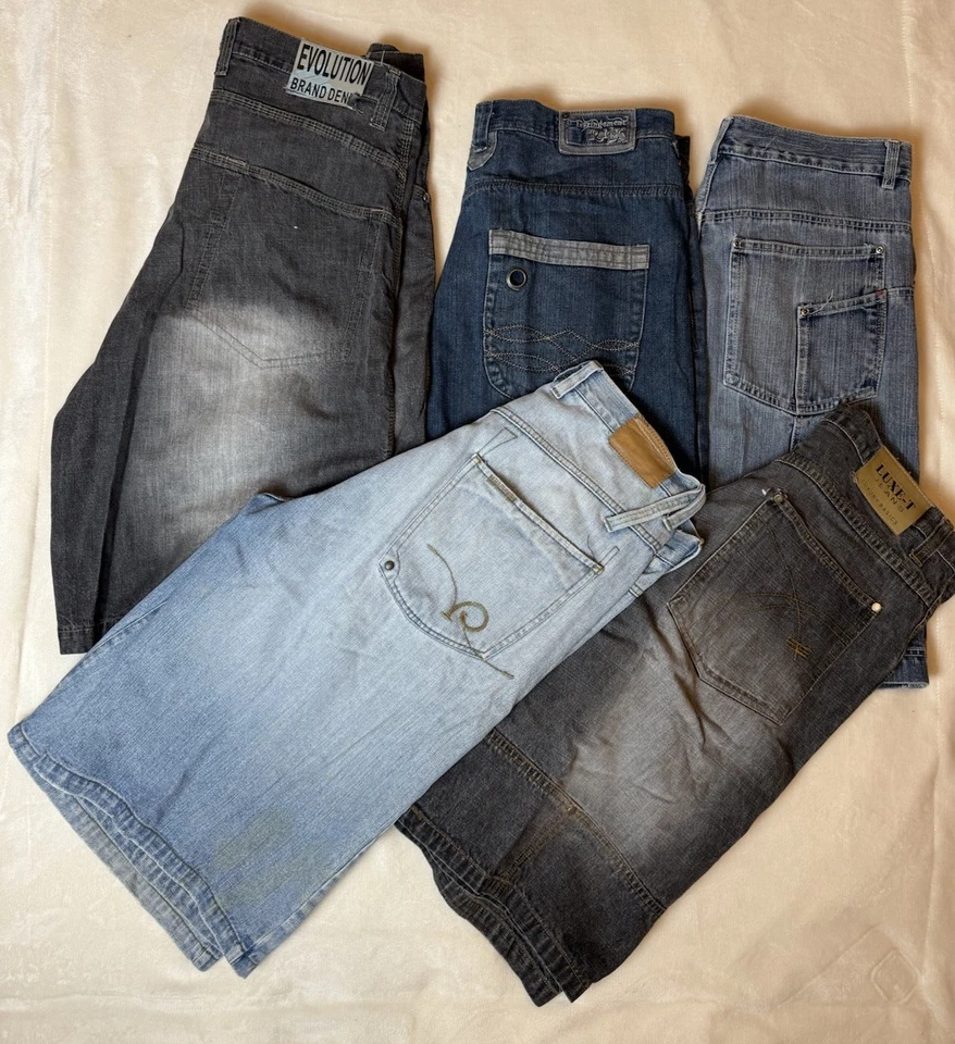 复古 Y2K 男式短裤 4 双尺寸 38-40,Evolution, Highland, Jeanco, Luxe-T — 第 2/4 张图片