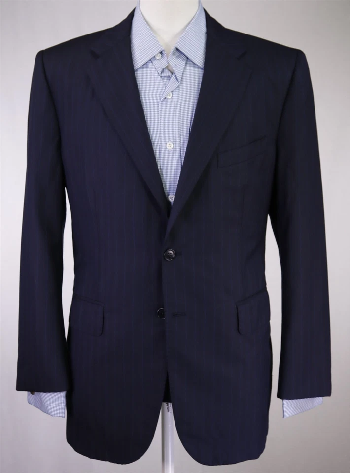 Chaqueta Blazer Martin Greenfield A Medida Azul Marino Rayas 2-Btn Lana 40R Foto 2 de 4