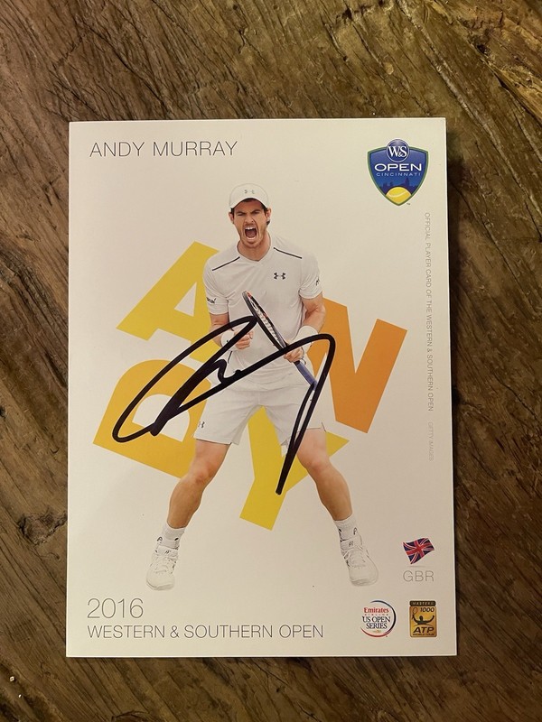 ANDY MURRAY, Hand Signed  US CINCINNATI OPEN TENNIS Champion Promotion Card.