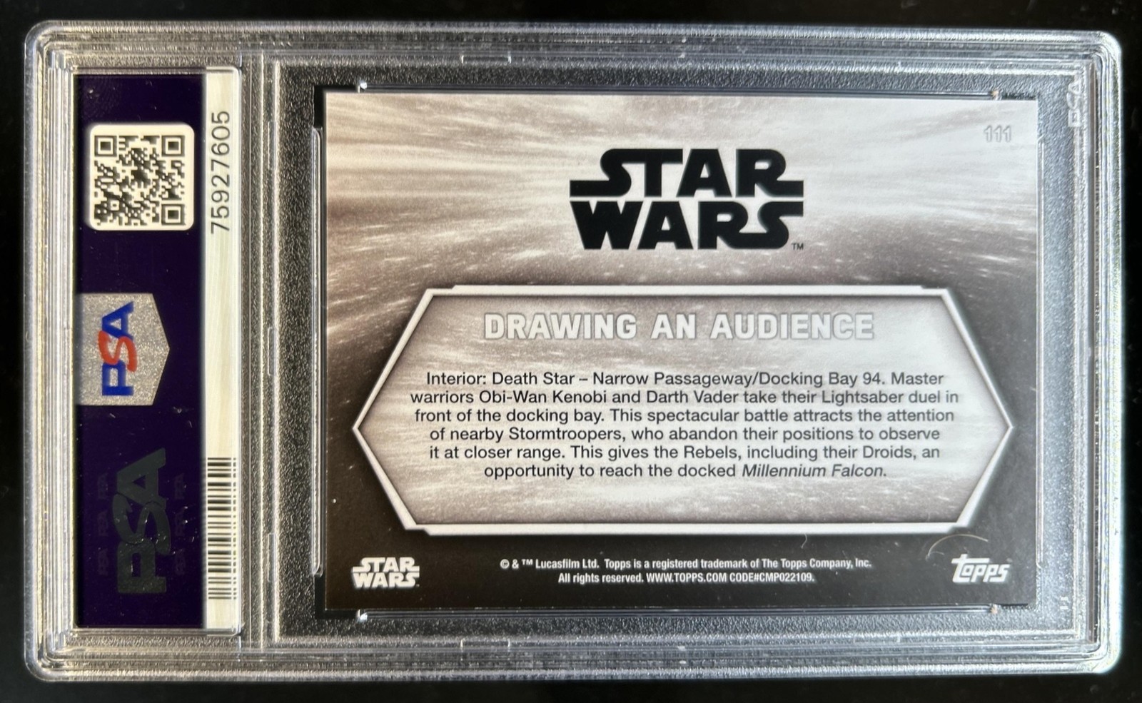 2018 Topps Star Wars: A New Hope Black & White Drawing an Audience #111 PSA 8 view 2