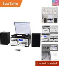 10 in 1 Record Player with External Speakers, 3 SpeedTurntable with AM/FM Rad...