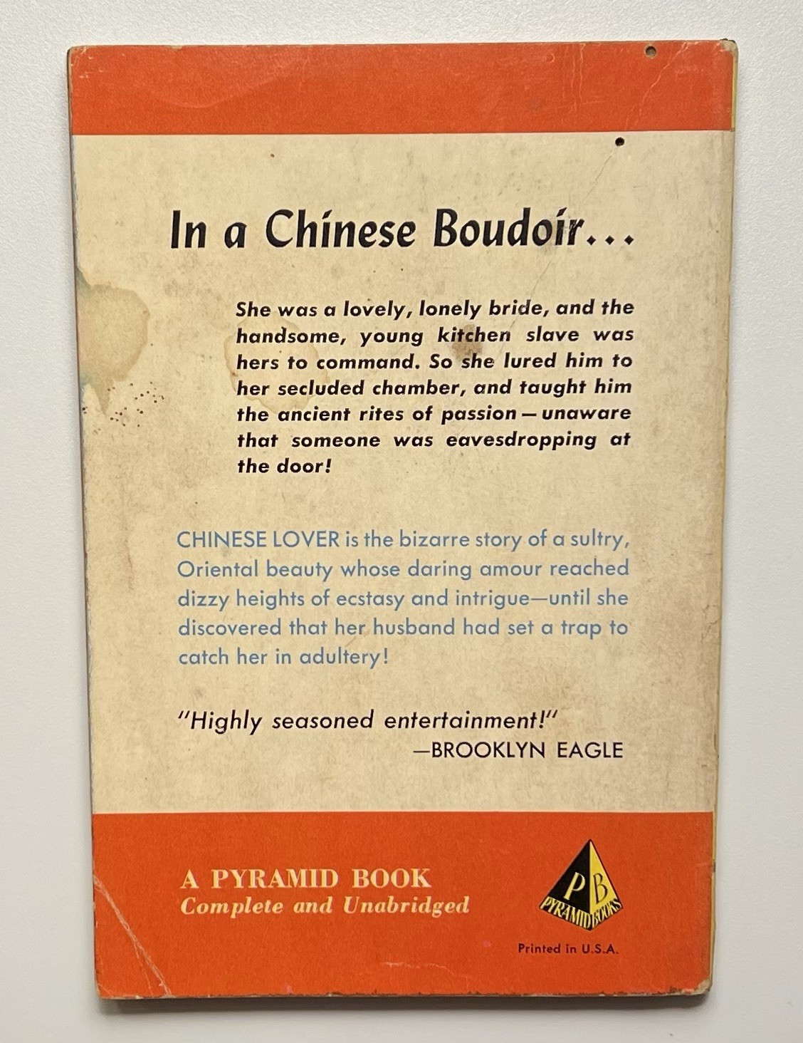 Chinese Lover By Charles Pettit. Pyramid #85 1953 Rudy Nappi Cover - Good
