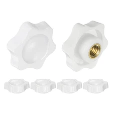 6pcs Star Knobs M10 Thread 38mm Head Non-Through Hole Brass Insert Knob White