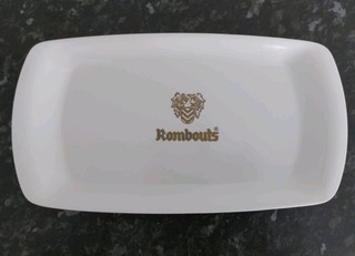 Rombouts Coffee Tray White Plastic Gold Logo Small 30x16cm