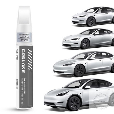 Car Touch Up Paint(Pearl White Multi-Coat(PPSW)) for Tesla Model Y/3/S/X, 2 in 1