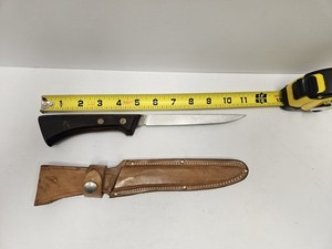 Vintage WESTERN Stainless Steel Fish Filet Knife & Leather Sheath Model SW766