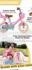 Kids Bike Little Daisy 12 Inch Girls Bike with Training Wheels Doll Bike Seat...