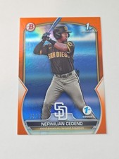 2023 1st Bowman 1st Edition Nerwilian Cedeno Orange Foil 25/25