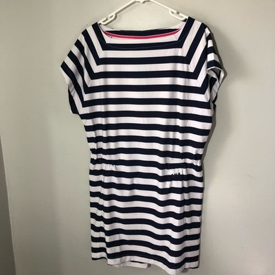 Helly Hansen navy white striped dress coverup pockets boatneck womens M nautical