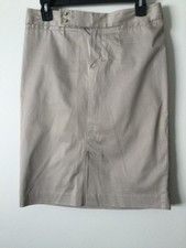GAP Women's Beige Khaki Skirt Knee Length Stretch Cotton 6 Rhinestones Buttons
