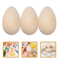 60 Pcs Wood Eggs Unfinished Wooden Fake Eggs for Easter Craft Decoration