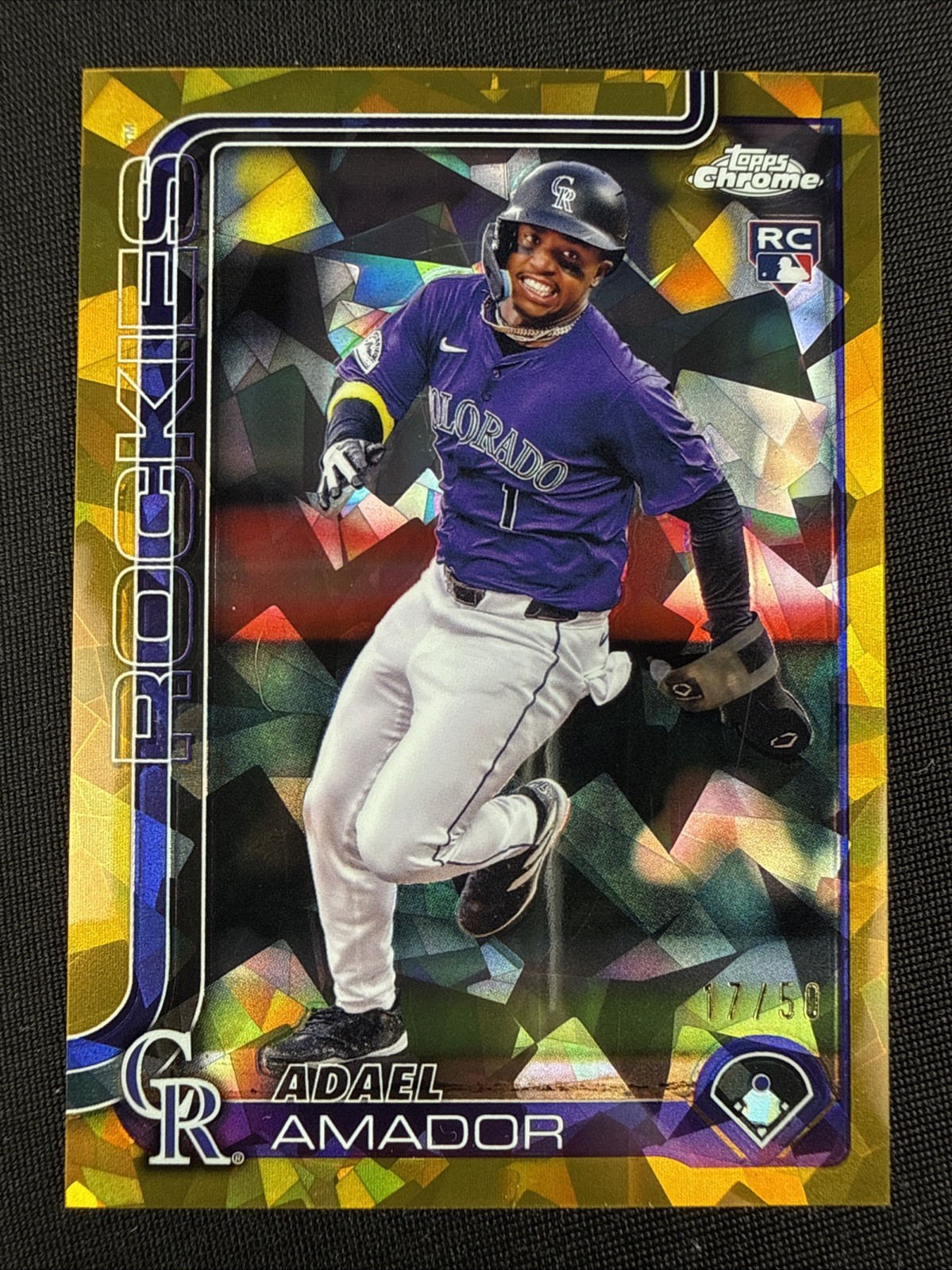 Adael Amador Rookie Card RC 2025 Topps Chrome Sapphire Gold Refractor /50 #255
