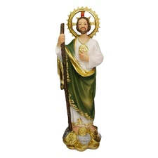 12 Inch San Judas Tadeo Estatua, Saint Jude Statue St Juditas Coins Money Res...