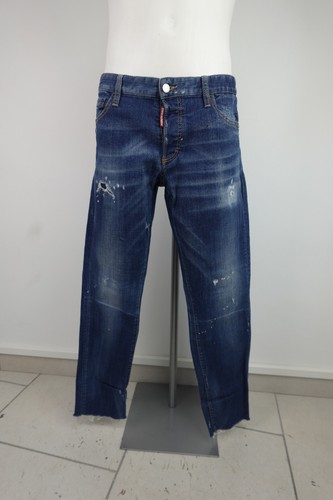 Dsquared2, Dsquared2 Men Vintage Slim Fit Distressed Blue Denim Jeans Pants Size 52