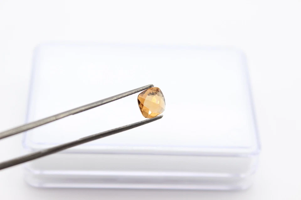 Turmalin Gelbgold Edelstein facettierte Cushion Schmuck Basteln Sammeln 6x6 mm - Bild 3 von 4