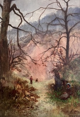 Viktorianisches Gemälde John Cuthbert Salmon 1844-1917 Landschaft Bäume Natur signiert