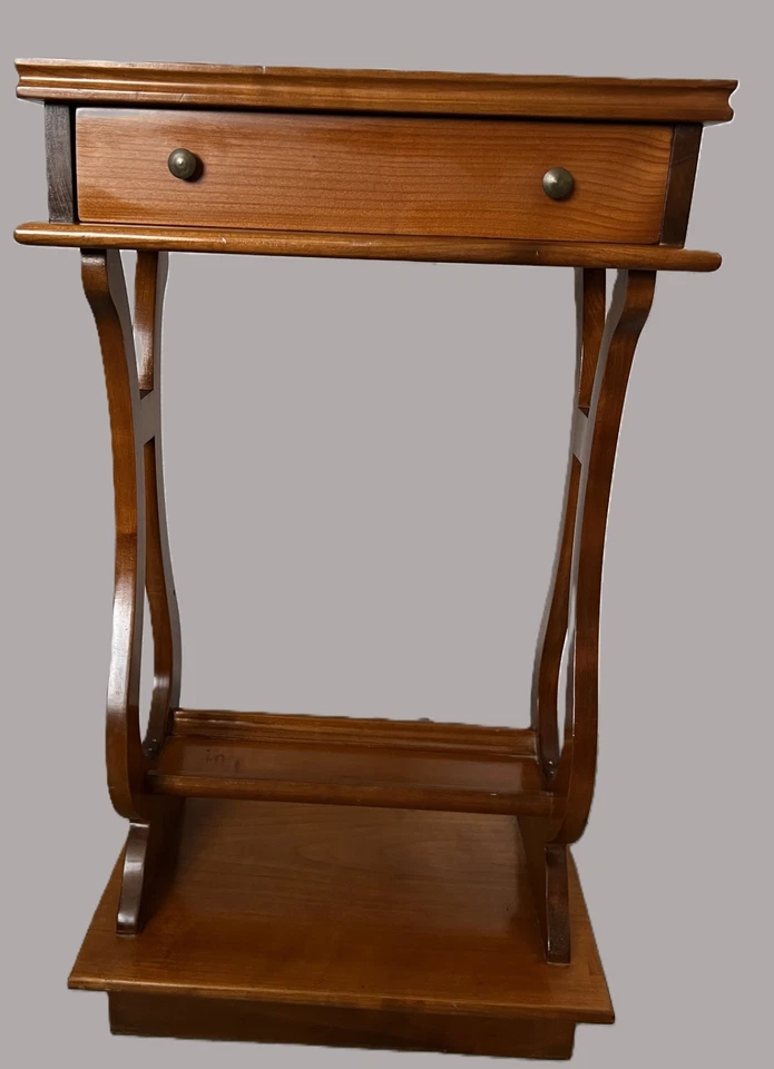 Beistelltisch Nachttisch Lyra night table french Holz Kommode Lyre Bedside Table - Bild 2 von 4