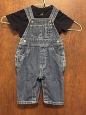 Vintage Y2K 2000 Baby Gap Bib Overall Denim Jeans 3-6 Month 100 Cotton  Tshirt