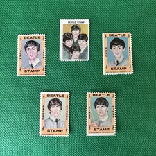 Beatles 1964 Authentic Original Hallmark Stamps Set Of 5 John Paul Ringo George