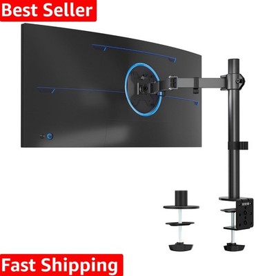 Elegant Single Monitor Arm with Cable Management for 13-38 Inch Displays, Black
