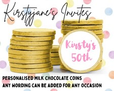 PERSONALISED CHOCOLATE COINS BIRTHDAY PARTY FAVOUR GIFT 30TH 40TH 50TH 60TH 70TH