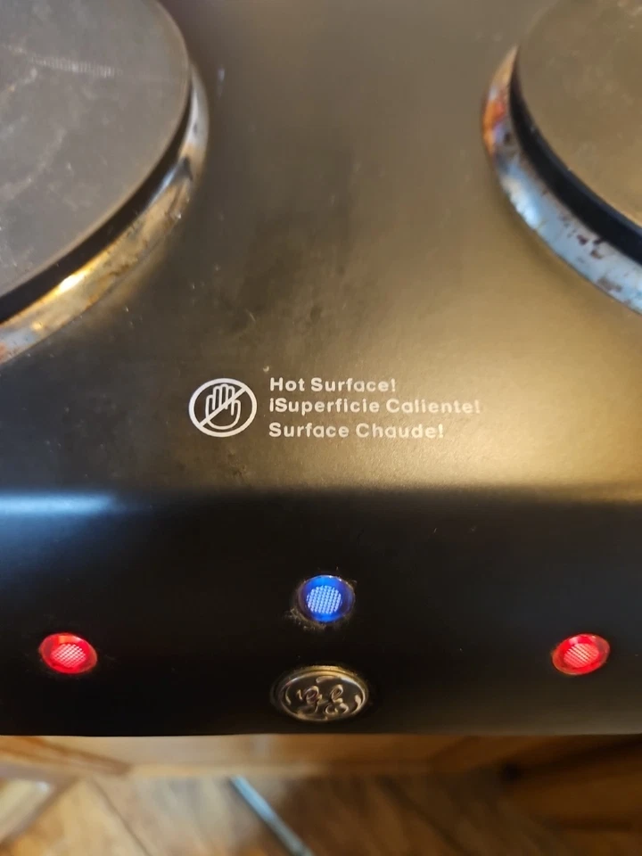 Placa Caliente Doble Quemador General Electric Negra Modelo #169214 Probado Funciona Foto 2 de 4