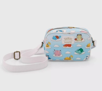 Loungefly Crossbody Bag: POKEMON SLEEPING ON CLOUDS Blue White Purse Pikachu