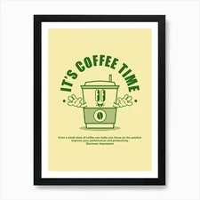 Coffee Time Printable Poster, Coffe Framed Wall Art Poster Canvas Print Picture