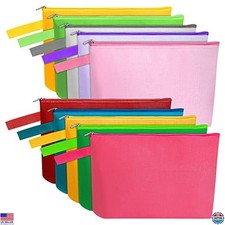 10-Pack Cotton Canvas Makeup Bags with Zipper  Strap - Travel Toiletry Pouches