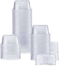 GUSTO 2 oz.-100 Count Clear Disposable Plastic Portion Cups with Lids