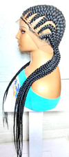 Braided Wig. Cornrow Large Braids. Full Lace with Baby Hair. 38in