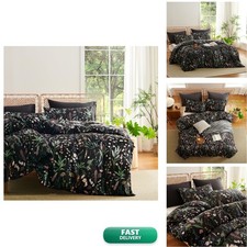 Sedefen Black Floral Duvet Cover Full Size Pink White Flower Duvet Cover Set 3