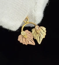 Landstroms Black Hills Gold Leaf Pendant Charm 10k Solid Gold Tri Tone