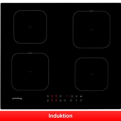 Privileg Induktionskochfeld 60cm Autark Rahmenlos 4 Zonen Booster Touch-Control