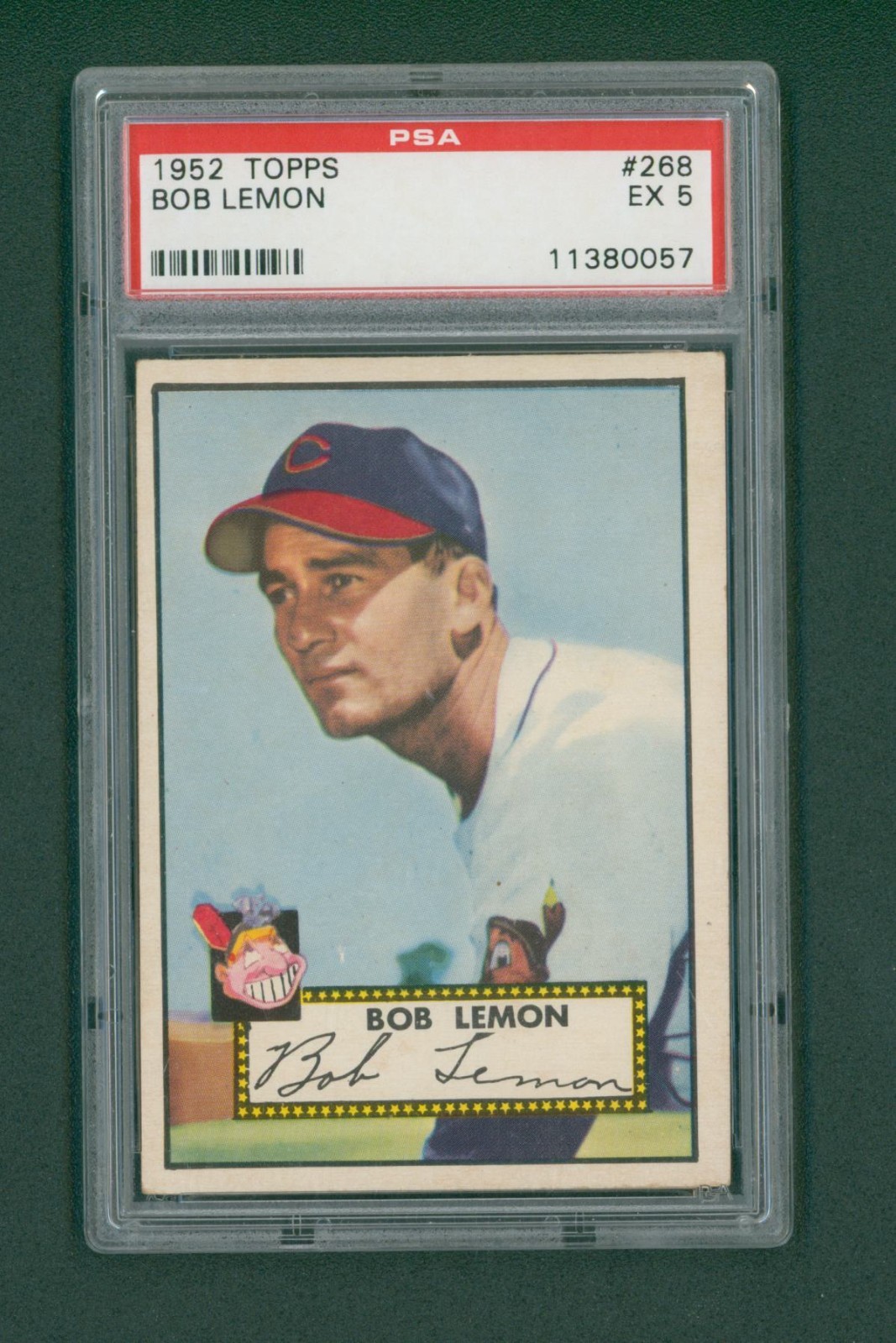 1952 Topps Baseball Card - #268 Bob Lemon, PSA 5 EX