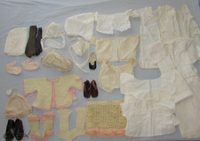 Lot Victorian Antique Baby Infant Under Shirts Layette Bonnet Crochet Shoes Etc