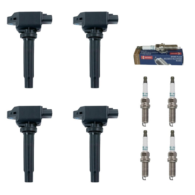 New Set of 4 Ignition Coil  DENSO Spark Plug for Mazda 3/ 6/ CX-30/ CX-5/ CX-9
