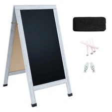 57" x 27" Chalkboard with Chalk and Eraser - Whitewash by Sunnydaze