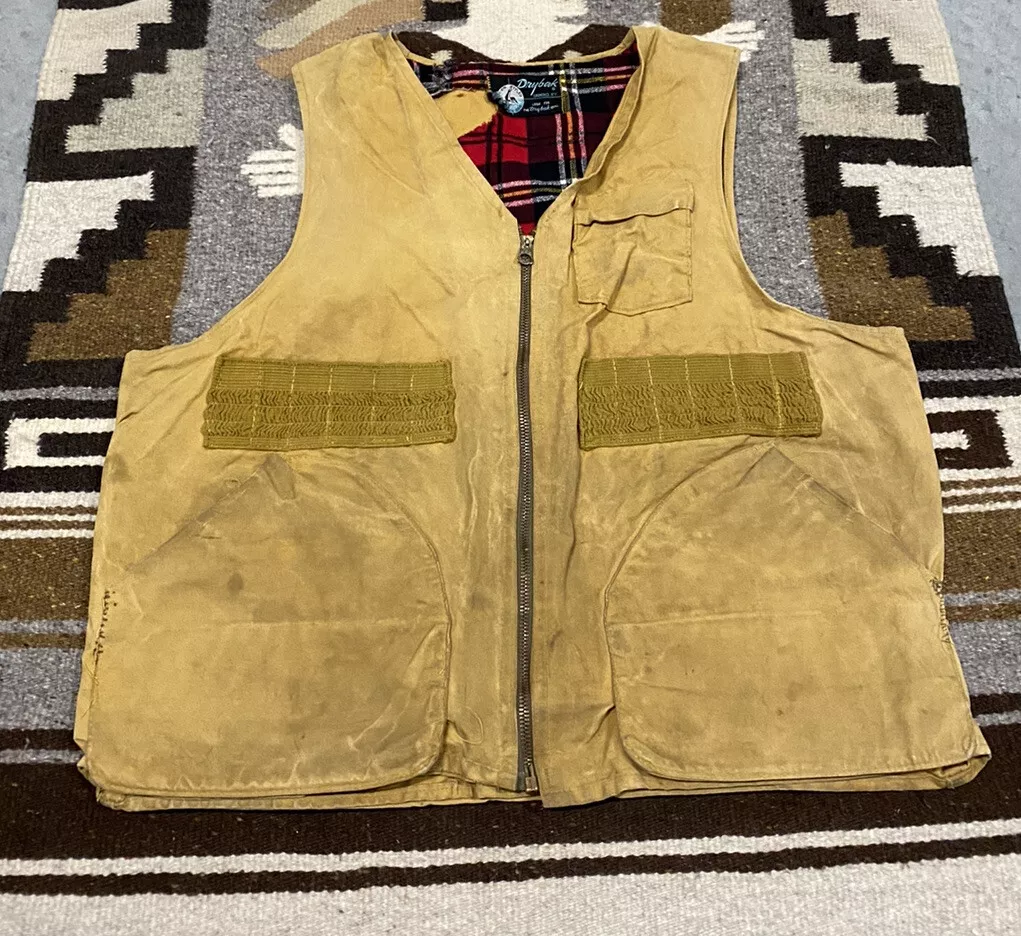 VTG 1950's DRYBAK CANVAS HUNTING SHOOTING DUCK VEST TALON ZIP