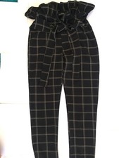 Ladies Pretty Little Thing Black Checked Trousers. Size UK 8 (EUR 36). Ex Cond.